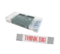 TOX Set di dadi di sicurezza (195 pezzi) + metro pollice THINK BIG 3 m, dado (vz.) con anello in plastica in 6 misure e scatola di trasporto, M3, M4, M5, M6, M8, M10 + metro metro, 094909155