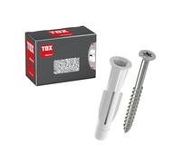 TOX Tassello universale TRIKA 8/51 + S - Tassello e vite per materiali da costruzione, montaggio semplice, antirotazione, cappuccio protettivo, 15 pezzi, codice 01119182