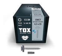 TOX viti da lattoniere TOX CNECT 4,5 x 35 mm, viti da lattoniere resistenti alle intemperie con rondella di tenuta in acciaio inox A2, 200 pezzi in una scatola, incl. 1x punta, 152966414535