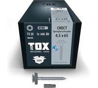 TOX viti da lattoniere TOX CNECT 4,5 x 65 mm, viti da lattoniere resistenti alle intemperie con rondella di tenuta in acciaio inox A2, 200 pezzi in una scatola, incl. 1x punta, 152966414565