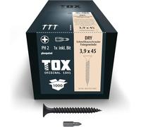 TOX Viti per cartongesso DRY FG 3,9 x 45 mm, con calotta per montaggio rapido con cacciavite a calotta, filettatura fine, cartongesso su sottostruttura metallica, 1000 pezzi in scatola, 142453253945