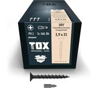 TOX Viti per cartongesso DRY GG 3,9 x 35 mm, con calotta per montaggio rapido con cacciavite a calotta, filettatura grossa, cartongesso su sottostruttura in legno, 1000 pezzi in scatola, 142353253935
