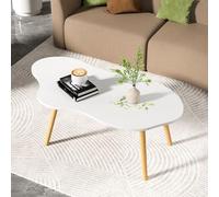 toxaaiwr Tavolino da caffè moderno di metà secolo, bianco piccolo tavolino da caffè, tavolo ovale in legno a forma di nuvola, per piccoli spazi, soggiorno, camera da letto, minimalista, 78,7 x 39,9 x