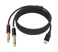 Toxaoii Cavo audio da USB C a doppio 6,35 mm, da USB C a doppio stereo Y, cavo audio TRS, compatibile con smartphone, tablet, mixer per console di mixaggio, amplificatore di collegamento per laptop,