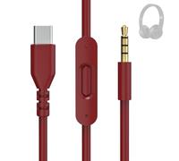 Toxaoii Cavo audio di ricambio da USB C a 3,5 mm per Beats Solo 4 3 2, Studio 2 3 Pro, Detox Wireless Mixr Executive Pill cuffie Aux Cord con microfono e volume per iPhone 17 16 15, laptop (rosso)