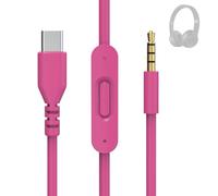 Toxaoii Cavo audio di ricambio da USB C a 3,5 mm per Beats Solo 4 3 2, Studio 2 3 Pro, Detox Wireless Mixr Executive Pill cuffie Aux Cord con microfono e volume per iPhone 17 16 15, laptop (rosa)
