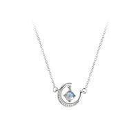 TOXI Argento 925 Collane con Stelle di Luna Ciondoli in Pietra di Luna per Le Donne Gioielli di Moda Girocollo Design Regalo per Feste-Argento
