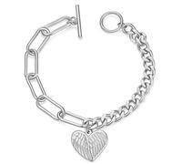 TOXI Nuovi Braccialetti con ciondoli con Ali d'Angelo per Donna Bracciale con Cuore in Acciaio al Titanio Color Oro Rosa. Regalo di Gioielli Femminili