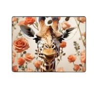 TOXOCMDKLE Area Rugs - Tappeti antiscivolo con giraffa in piedi tra i fiori, tappeto per soggiorno, vintage, decorazione per la casa, tappeto lavabile, per camera da letto, sala da pranzo, 160 x 120