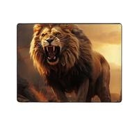 TOXOCMDKLE Area Rugs Tappeto antiscivolo Angry Roaring Lion Tappeto per soggiorno Zerbino vintage decorazione per la casa Tappeto lavabile per camera da letto sala da pranzo 160 x 120 cm