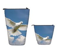 TOXOCMDKLE Astuccio telescopico di grande capacità, portapenne con colomba e cielo, astuccio per cancelleria, retrattile, astuccio per matite da trucco e cosmetici, per forniture per ufficio, Cielo