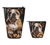 TOXOCMDKLE Astuccio telescopico di grande capacità, portapenne con colomba e cielo, astuccio per cancelleria, retrattile, astuccio per matite da trucco e cosmetici, per forniture per ufficio, Bulldog