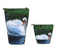 TOXOCMDKLE Astuccio telescopico di grande capacità, portapenne con colomba e cielo, astuccio per cancelleria, retrattile, astuccio per matite da trucco e cosmetici, per forniture per ufficio, Cigno