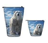 TOXOCMDKLE Astuccio telescopico di grande capacità, portapenne con colomba e cielo, astuccio per cancelleria, retrattile, astuccio per matite da trucco e cosmetici, per forniture per ufficio, Orso