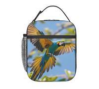 TOXOCMDKLE Borsa per il pranzo isolata portatile per il pranzo con pappagallo volante, borsa tote per donne e uomini, lavoro, picnic, viaggi