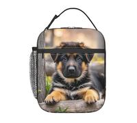 TOXOCMDKLE Borsa per il pranzo isolata portatile per il pranzo con pastore tedesco, cucciolo, borsa tote per donne e uomini, lavoro, picnic, viaggi