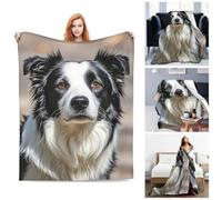 TOXOCMDKLE Coperta in pile ultra morbida e leggera, coperta in pile con Border Collie, coperta calda per letto, divano, decorativa, per tutte le stagioni, 127 x 101,6 cm