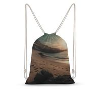 TOXOCMDKLE Zaino con coulisse Beach at Sunset String Bag Pieghevole Sackpack Sport Gym Bag per Shopping Yoga, Spiaggia al tramonto, 30x40cm