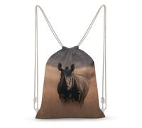 TOXOCMDKLE Zaino con coulisse Big Rhino in The Wilderness String Bag Pieghevole Sackpack Sport Gym Bag per Shopping Yoga, Grande rinoceronte nel deserto, 30x40cm