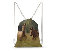 TOXOCMDKLE Zaino con coulisse Cavallo in Erba String Bag Pieghevole Sackpack Sport Gym Bag per Shopping Yoga, Cavallo in erba, 35x50cm