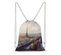 TOXOCMDKLE Zaino con coulisse con vista aerea di Parigi Cityscape String Bag Pieghevole Sackpack Sport Gym Bag per lo shopping Yoga, vista aerea, di, parigi, cityscape, 30x40cm