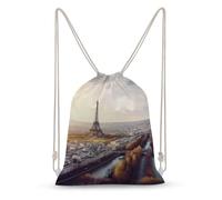 TOXOCMDKLE Zaino con coulisse con vista aerea di Parigi Cityscape String Bag Pieghevole Sackpack Sport Gym Bag per lo shopping Yoga, vista aerea, di, parigi, cityscape, 30x40cm