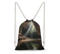 TOXOCMDKLE Zaino con coulisse, luce solare alla caverna, borsa con cordoncino, pieghevole, per sport, palestra, shopping, yoga