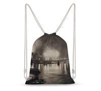 TOXOCMDKLE Zaino con coulisse, motivo: fuochi d'artificio sulla città, borsa pieghevole per sport, palestra, shopping, yoga, Fuochi d'artificio sulla città, 30x40cm