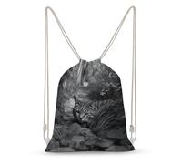 TOXOCMDKLE Zaino con coulisse, motivo: gatto in erba, pieghevole, per sport, palestra, shopping, yoga, Gatto in erba, 35x50cm