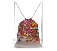 TOXOCMDKLE Zaino con coulisse Origami Paper Cranes String Bag Pieghevole Sackpack Sport Gym Bag per Shopping Yoga