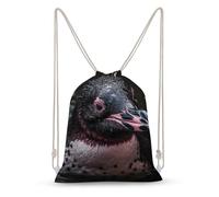 TOXOCMDKLE Zaino con coulisse pinguino carino faccia stringa borsa pieghevole zaino sport palestra borsa per shopping yoga