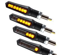 ToXx 4 mini indicatori di direzione a LED Shark universali per moto, quad, scooter, colore nero, anteriore posteriore, omologati, 2 paia
