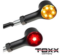 ToXx LED 3In1 Luce Posteriore Indicatori Bull Nera Tinta Universale Moto Chopper