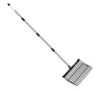 TOXYMHO Forca per letame, testa di ricambio per forca per letame - Forca per letame in plastica pesante con asta di prolunga impiombata da 175 cm, forcella con manico lungo per fieno, compost, fienile