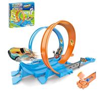Toy Car Track Set, Construction Truck Play Kit, Interactive Vehicle Playset, 10.08x9.84x1.97 Inches 360 Degree Game, for Young Kids, Birthday, Easter, Travel, Indoor Outdoor Fun