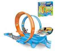 Toy Car Track Set, Construction Truck Playset, Vehicle Racing Kit, Game, Toddler Activity Toys, Interactive 360 Degree Track for Birthday Easter Party Travel Home, 10.08x9.84x1.97 Inches