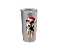 Toy Fox Terrier Cappello di Babbo Natale Luci Cane Proprietario Mamma Papà Bicchiere termico in acciaio inox doppia parete