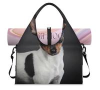Toy Fox Terrier Dog Sports Duffel Bag per donne uomini stampe cane Weekend Pernottamento Borsa con scomparto per scarpe Borsa a tracolla Tote Bagagli per Yoga Palestra Viaggi, Colore, L, Organizer per