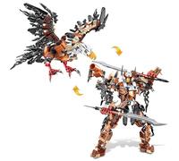 TOY PLAYER Kit 2 in 1 robot convertibile aquila mecha, 587 pezzi, compatibile con Lego Ninja Mech, giocattolo da costruzione menta, per bambini dai 6 anni in su (aquila e mech)