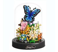 TOY PLAYER Mini set di mattoncini da costruzione a forma di farfalla, con cupola antipolvere e base, regalo per ragazze dai 6 anni in su (530 pezzi)