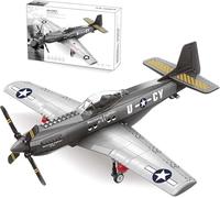 TOY PLAYER Set di 258 mattoncini per aeromobili, WW2 P-51, Mustang, set di mattoncini da combattimento, aereo da combattimento, aereo militare, Eurofighter, aereo da combattimento, compatibile con