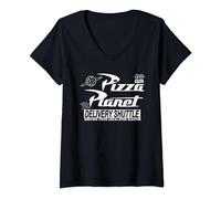 Toy Story Pizza Planet Logo Maglietta con Collo a V