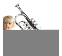 Toy Trumpet For Kids 12x9x34cm, ABS Simulated Musical Instrument With 3 Notes, Portable Educational Brass Toy For Boys And Girls Pretend Play Music Equipment, Realistic Mini Trumpet F́or Early Learnin
