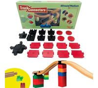 TOY2 Allround, set di 20 connettori per binari per giocattoli compatibili con Brio & Lego Duplo, kit con 6 diversi connettori, set di connettori per binari in legno durevole