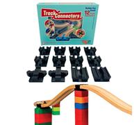 TOY2 Builder - Set piccolo con 12 connettori per binari, compatibile con ferrovia BRIO e mattoncini Lego Duplo, set da costruzione 3 diversi connettori in legno per traccia