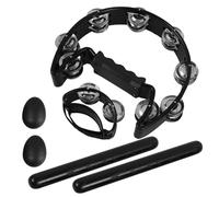 TOYANDONA 1 Impostato Set Di Strumenti a Percussione Dito Tintinnio Strumento Clave Gonfiabile Shaker Drumstick Musica Kit Xilofono Gancio Campana Gioco Scuotere Applaudire Plastica Black