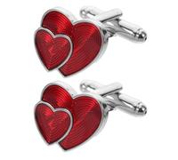 TOYANDONA 1 Paio di Gemelli a Forma di Cuore per San - Gemelli a Forma di Cuore Rosso per Uomo - Gioielli Romantici per Abiti Formali, Eventi, Camicie con Polsini Alla Francese, Accessori per