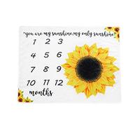 TOYANDONA 1 Pz Baby Milestone Coperta Girasoli Stampa Morbido Flanella Coperta Mensile Fotografia Panno Sfondo per Neonati