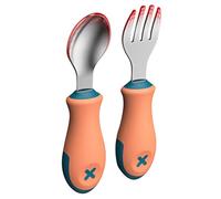 TOYANDONA 1 Set Cucchiaio e Forchetta Da Allenamento Cucchiaio Per Bambini Forchette Per Bambini Posate Acciaio Inossidabile 304 Impostare Cibo Complementare Bambino Che Fa i Primi Passi