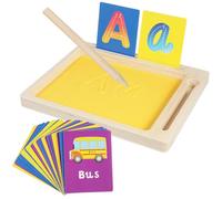 TOYANDONA 1 Set di Vassoio di Sabbia Montessori: Vassoio di Sabbia in Legno per Bambini, Tavolo da Disegno Montessori con Penna E Carte in Legno - Ideale per I Bambini Che Scrivono Lettere E Numeri